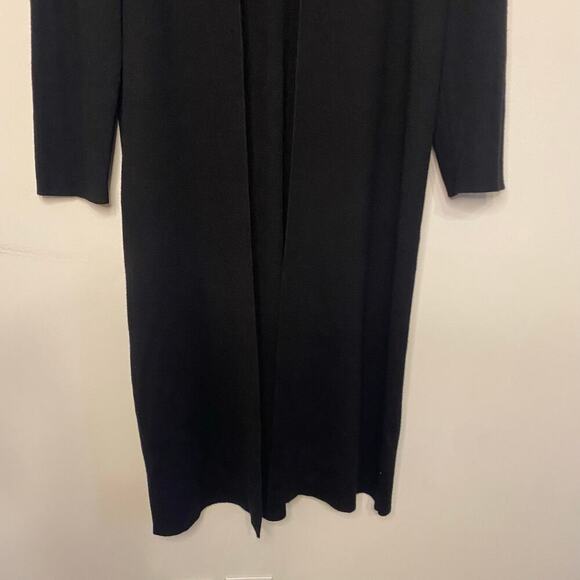 Nordstrom Long Black Wool Blend Open Cardigan Sweater MedTeacher Quiet Luxury - Picture 3 of 15